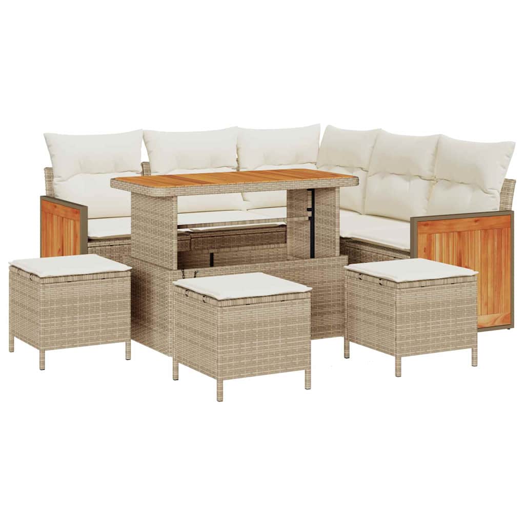 Garten-Sofa-Set 8 pcs Beige und Creme 110 x 55 x 71 cm